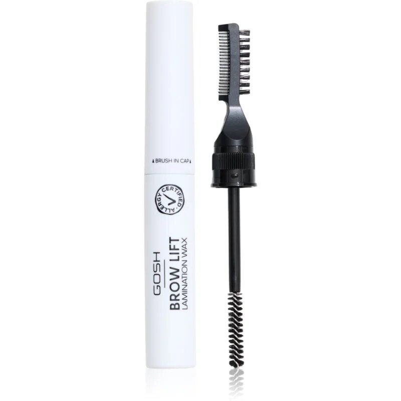 GOSH COPENHAGEN Brow Lift Lamination Wax fixační vosk na obočí s kartáčkem 2 v 1 odstín 001 Clear 6 ml