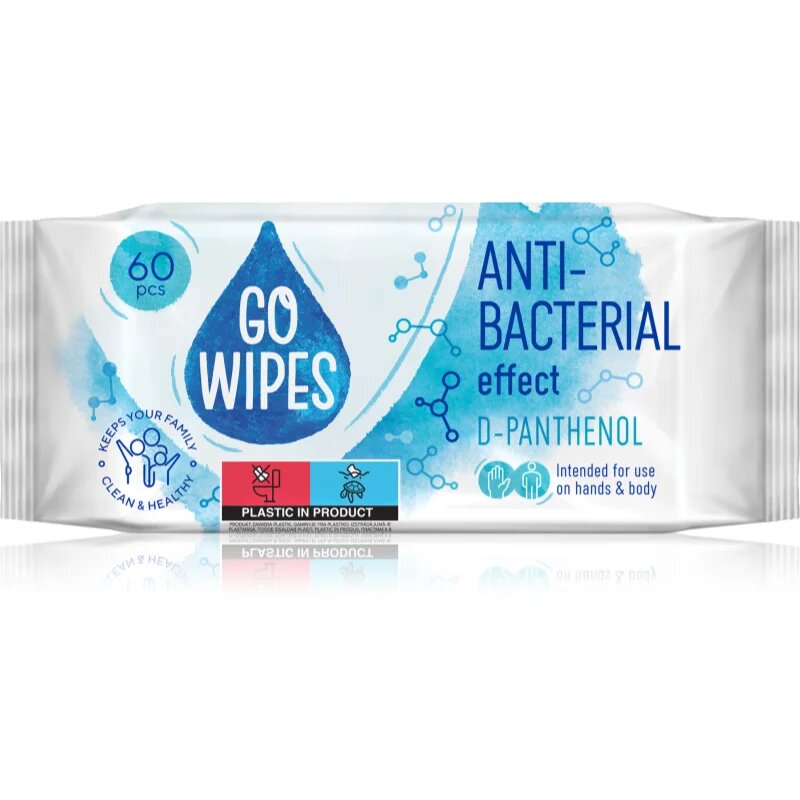 GoWipes Anti-Bacterial Effect D-Panthenol vlhčené čisticí ubrousky s antibakteriálním účinkem 60 ks