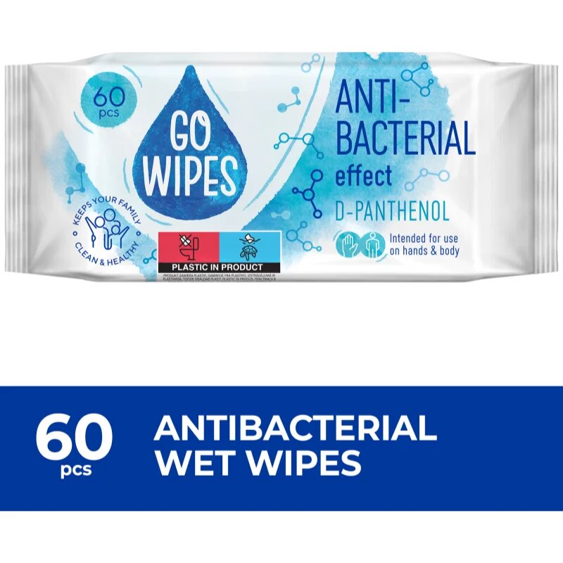 GoWipes Anti-Bacterial Effect D-Panthenol vlhčené čisticí ubrousky s antibakteriálním účinkem 60 ks