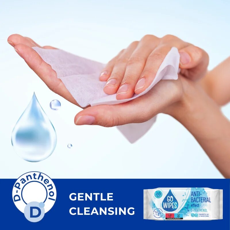 GoWipes Anti-Bacterial Effect D-Panthenol vlhčené čisticí ubrousky s antibakteriálním účinkem 60 ks