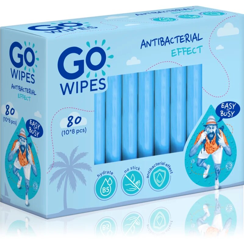 GoWipes Anti-Bacterial Effect osvěžující vlhčené ubrousky s antibakteriálním účinkem 10x8 ks