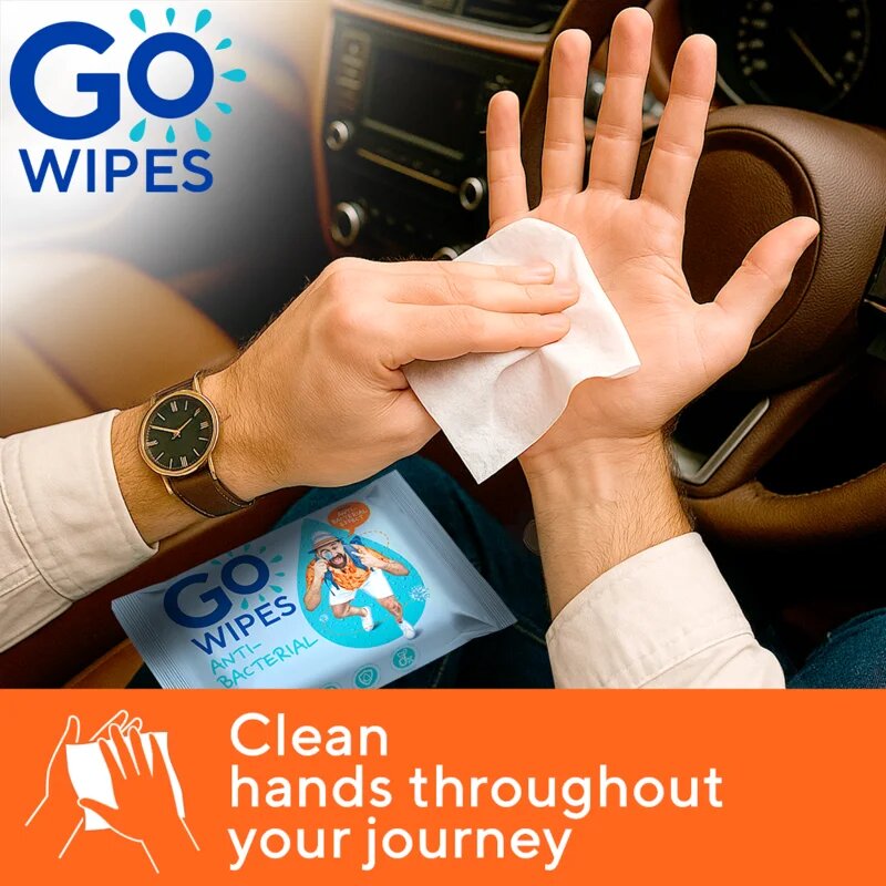 GoWipes Antibacterial osvěžující vlhčené ubrousky s antibakteriálním účinkem 20 ks