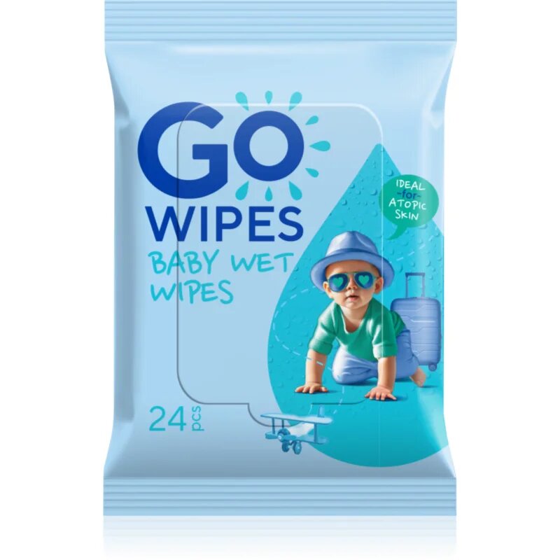 GoWipes Baby Wet Wipes dětské jemné vlhčené ubrousky pro velmi suchou citlivou a atopickou pokožku 24 ks