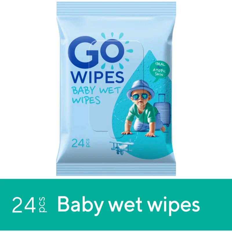 GoWipes Baby Wet Wipes dětské jemné vlhčené ubrousky pro velmi suchou citlivou a atopickou pokožku 24 ks