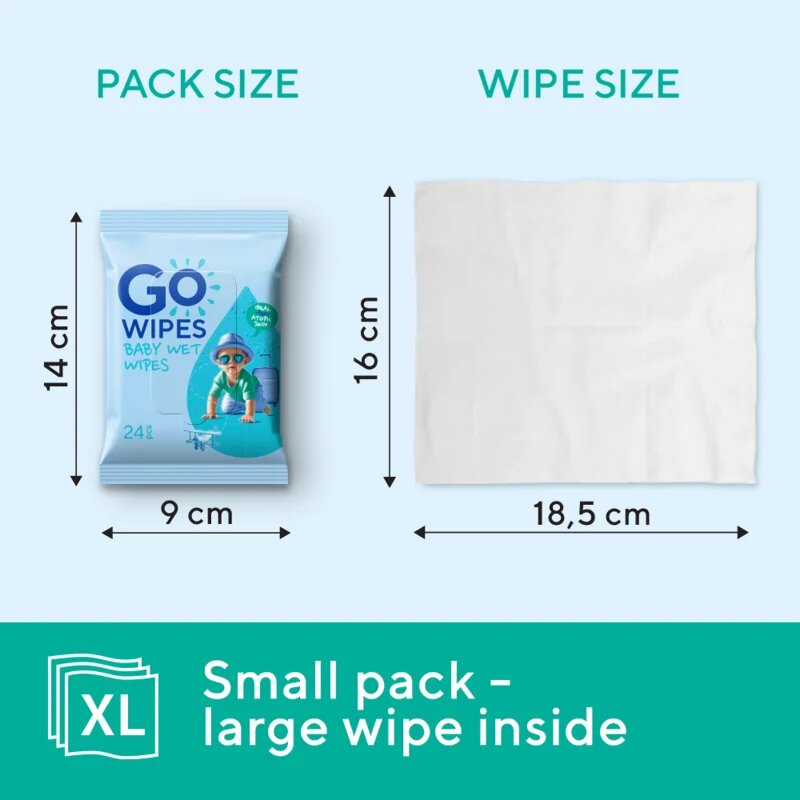 GoWipes Baby Wet Wipes dětské jemné vlhčené ubrousky pro velmi suchou citlivou a atopickou pokožku 24 ks