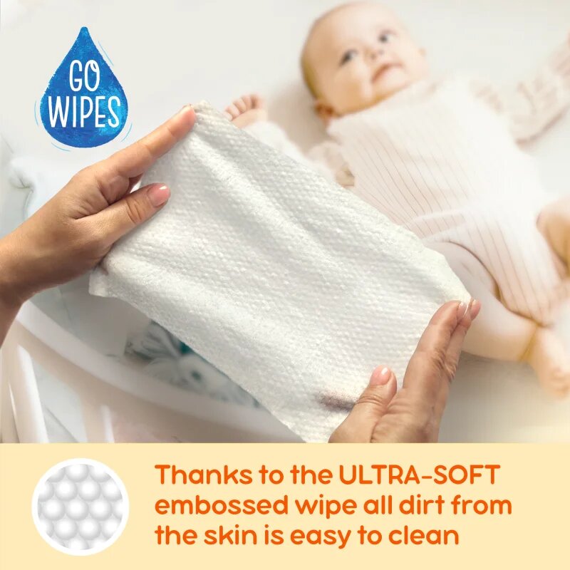 GoWipes Cleanse & Cream Sweet Almond Milk dětské jemné vlhčené ubrousky pro citlivou pokožku aloe vera 0+ 50 ks