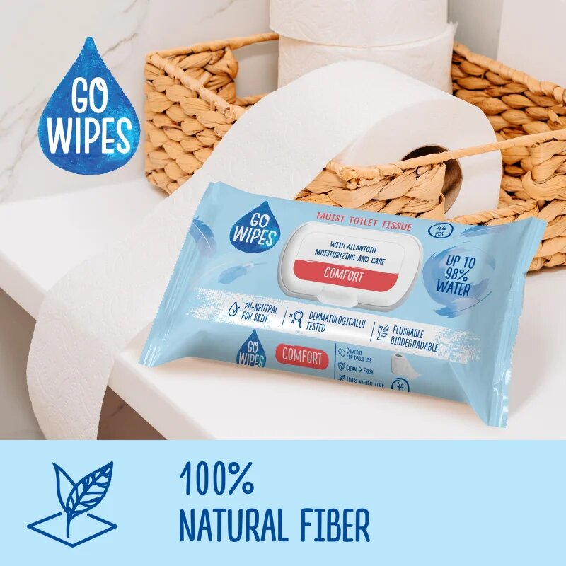 GoWipes Comfort vlhčený toaletní papír pro citlivou pokožku 44 ks