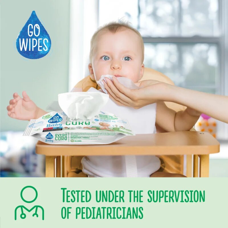 GoWipes Extra Care vlhčené čisticí ubrousky pro děti pro citlivou pokožku 0+ 60 ks