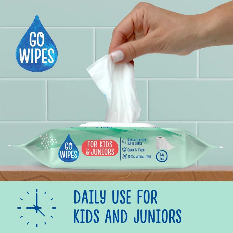GoWipes For Kids & Juniors vlhčený toaletní papír pro citlivou pokožku pro děti 44 ks