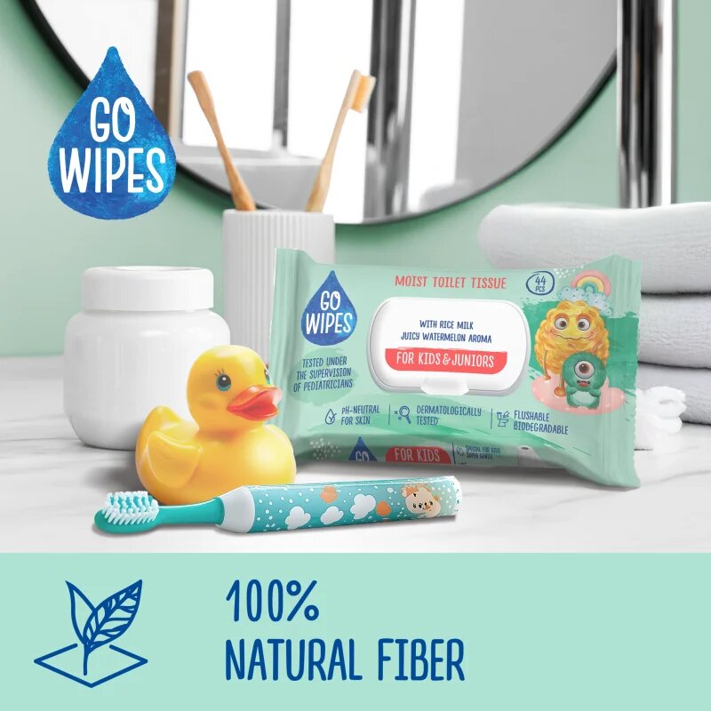 GoWipes For Kids & Juniors vlhčený toaletní papír pro citlivou pokožku pro děti 44 ks