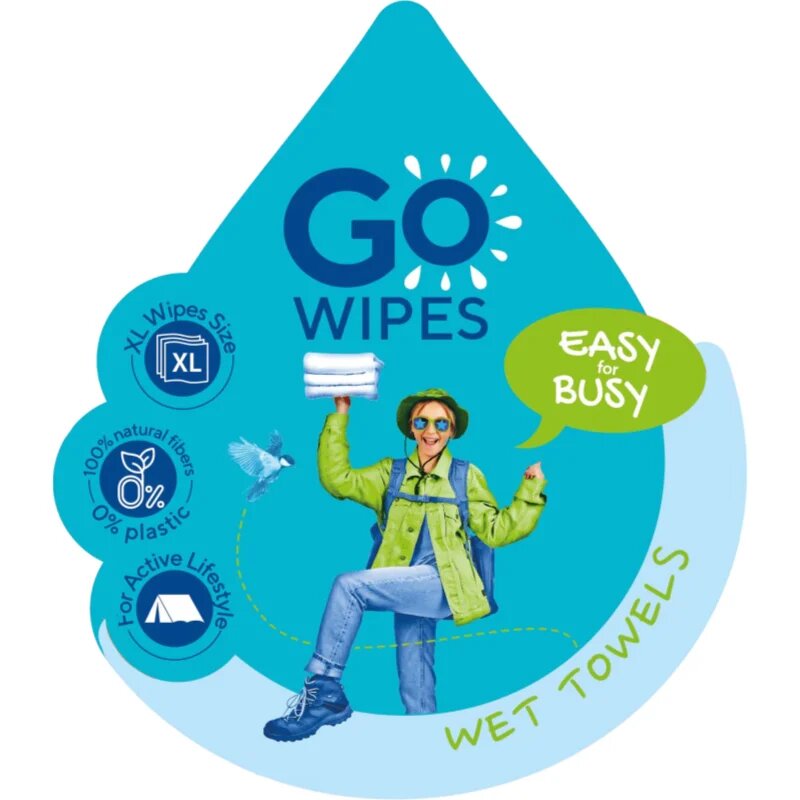 GoWipes Wet Towels osvěžující vlhčené ručníky 26x20 cm 15 ks