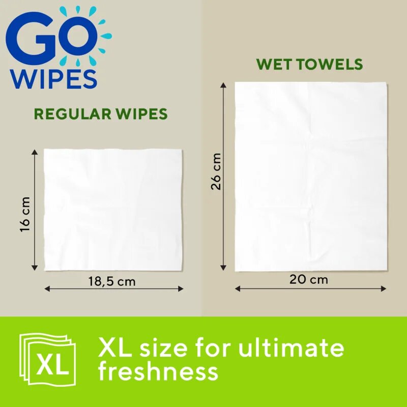 GoWipes Wet Towels osvěžující vlhčené ručníky 26x20 cm 15 ks