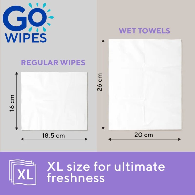 GoWipes Wet Towels osvěžující vlhčené ručníky 26x20 cm 15 ks