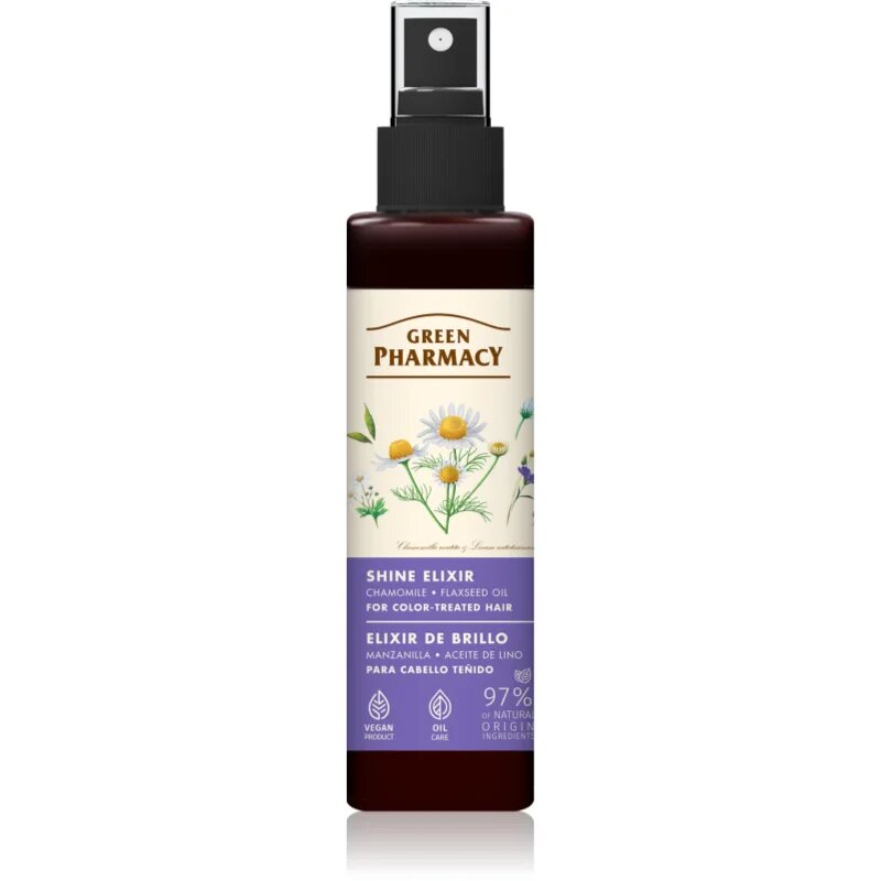 Green Pharmacy Chamomile & Flaxseed oil Elixir bezoplachový elixír pro barvené vlasy 150 ml