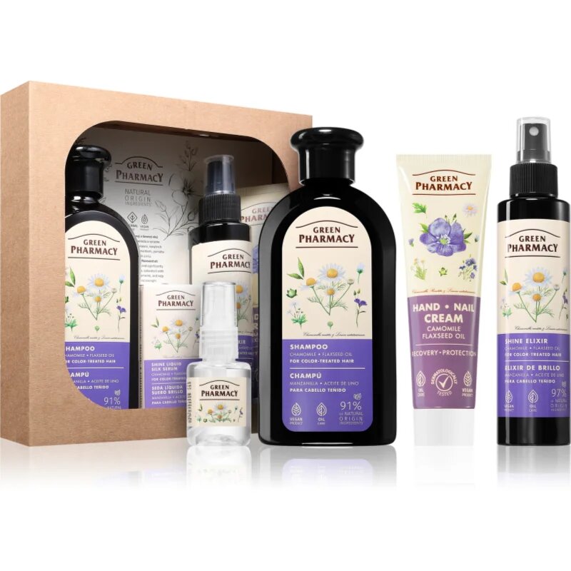 Green Pharmacy Chamomile & Flaxseed oil Set dárková sada pro barvené vlasy
