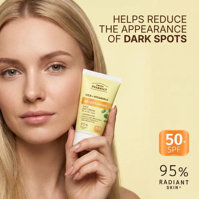 Green Pharmacy Cica + Vitamin C rozjasňující denní krém SPF 50+ 50 ml