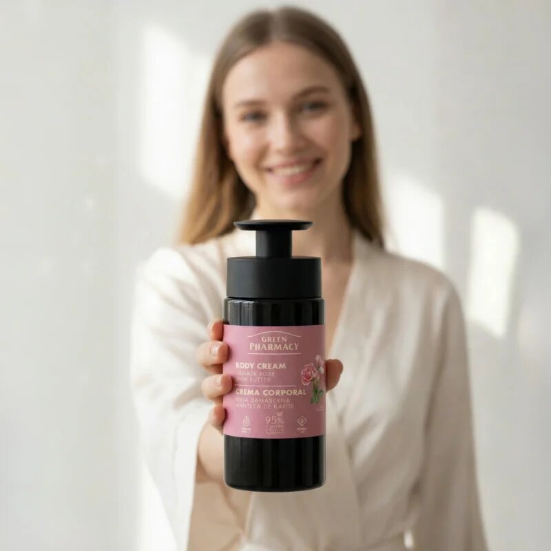 Green Pharmacy Damask Rose & Shea Butter tělový krém 739 ml