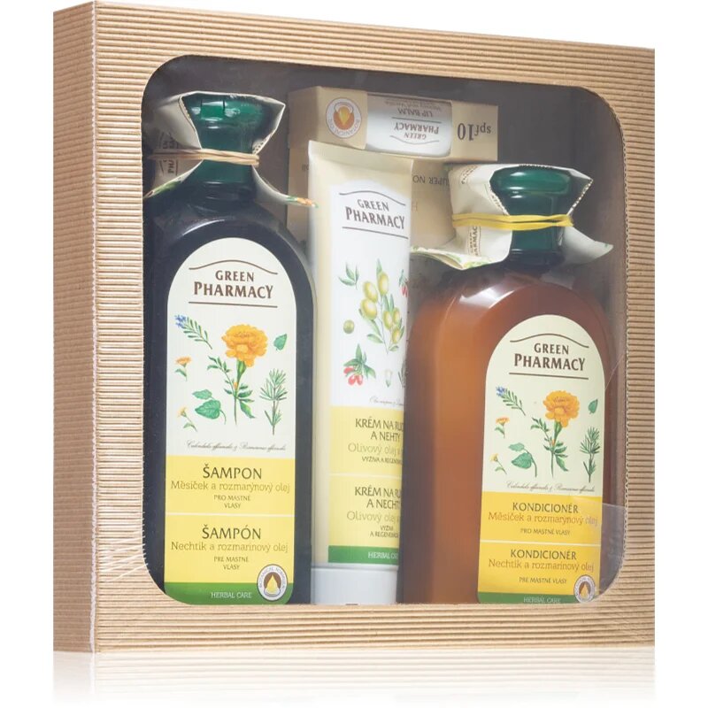 Green Pharmacy Herbal Care dárková sada na tvář tělo a vlasy