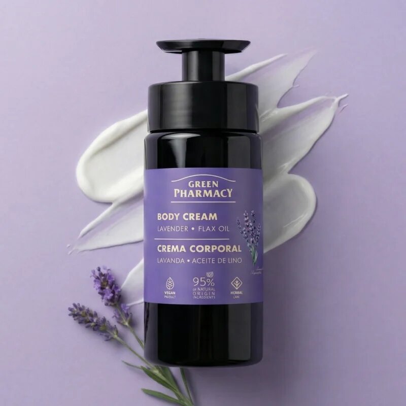 Green Pharmacy Lavender & Flax Oil tělový krém 739 ml