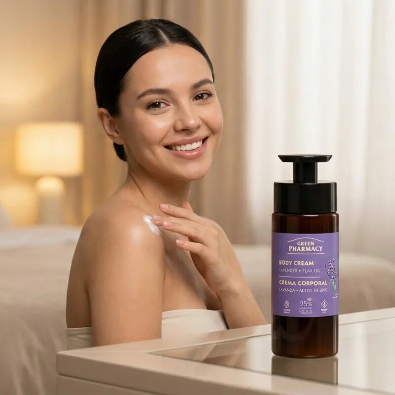 Green Pharmacy Lavender & Flax Oil tělový krém 739 ml