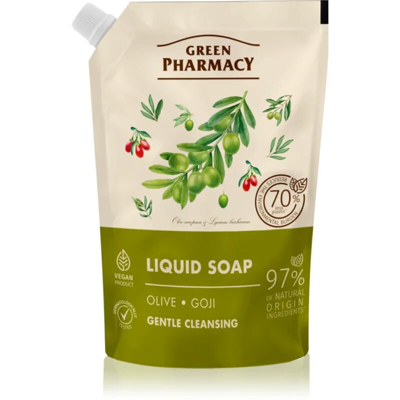 Green Pharmacy Olive & Goji Berry Liquid Soap tekuté mýdlo – náhradní náplň 460 ml