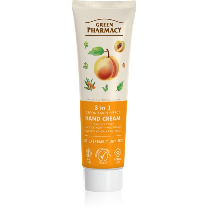 Green Pharmacy Peach krém na ruce a nehty pro suchou pokožku 100 ml