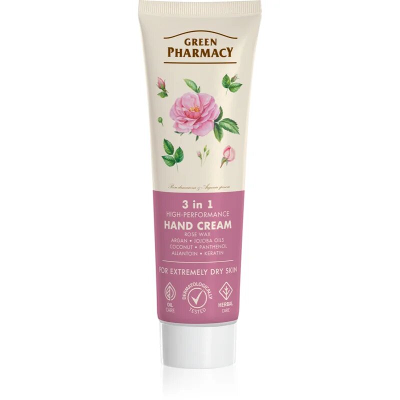 Green Pharmacy Rose Hand Cream výživný a hydratační krém na ruce a nehty 100 ml