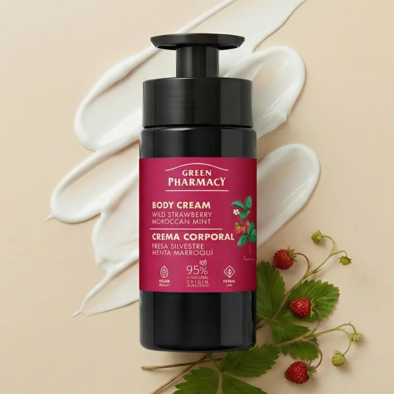Green Pharmacy Wild Strawberry & Moroccan Mint Oil tělový krém 739 ml