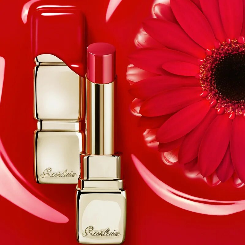GUERLAIN KissKiss Shine Bloom lesklá rtěnka odstín 729 Daisy Red 3.5 g