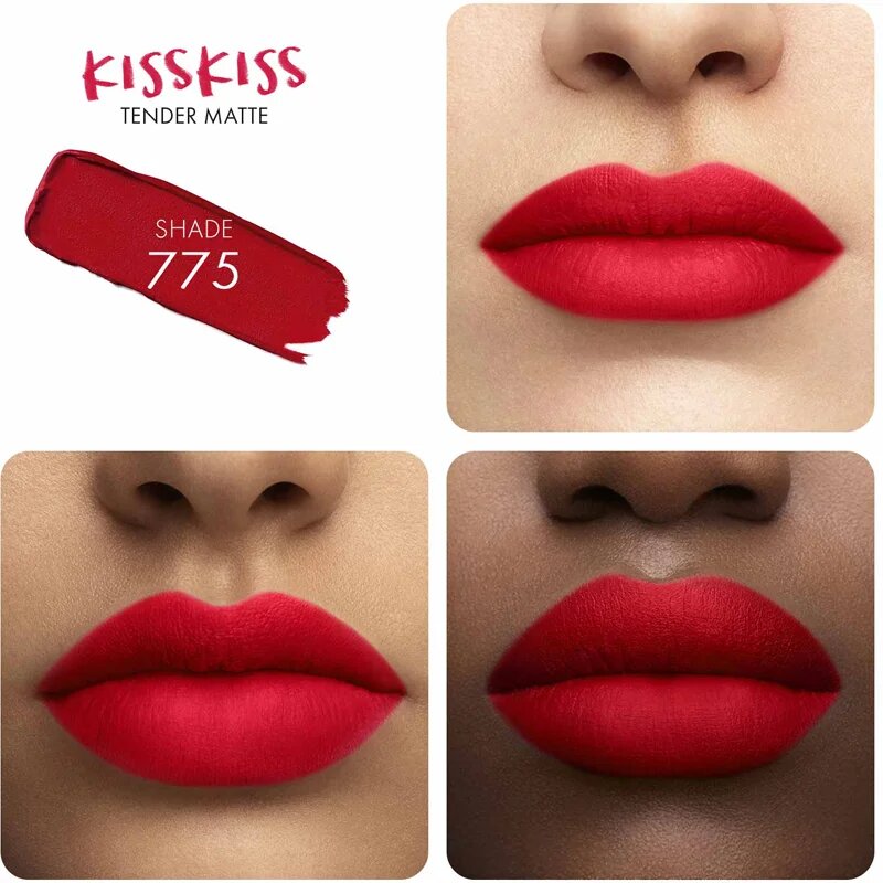GUERLAIN KissKiss Tender Matte dlouhotrvající rtěnka s matným efektem odstín 775 Kiss Rouge 2.8 g