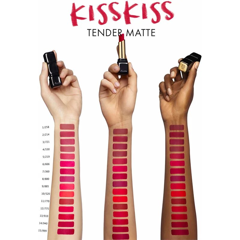 GUERLAIN KissKiss Tender Matte dlouhotrvající rtěnka s matným efektem odstín 775 Kiss Rouge 2.8 g