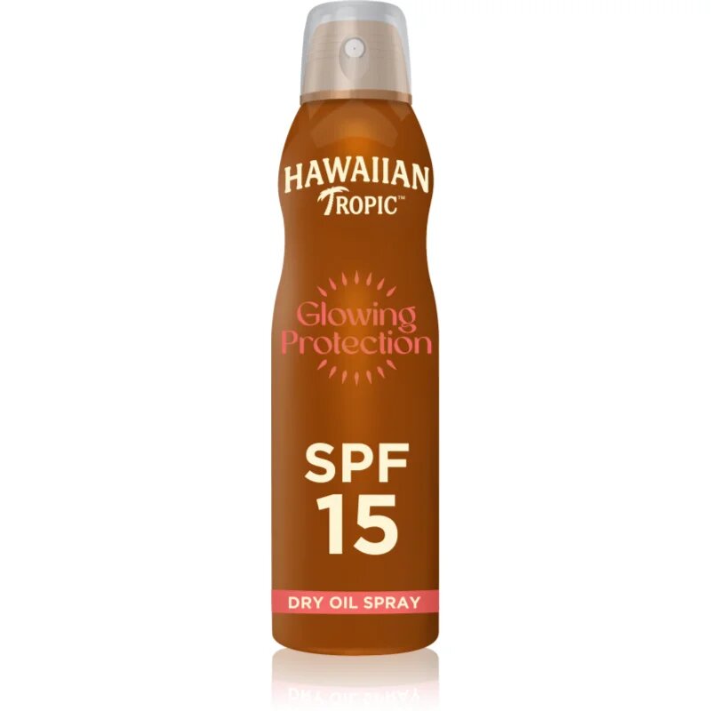Hawaiian Tropic Glowing Protection Dry Oil Spray ochranný sprej na opalování SPF 15 177 ml