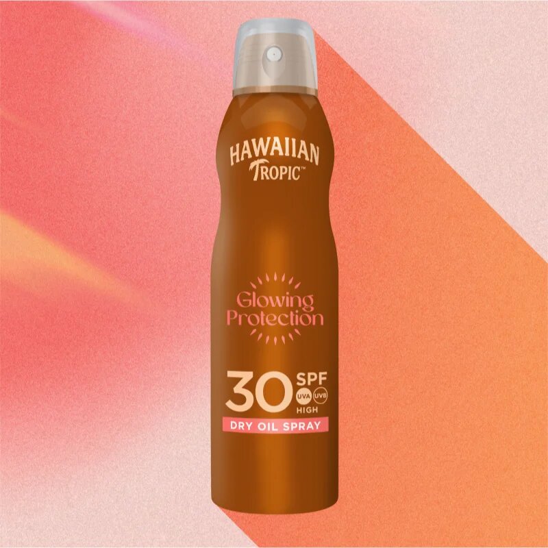 Hawaiian Tropic Glowing Protection Dry Oil Spray suchý olej na opalování ve spreji SPF 30 180 ml
