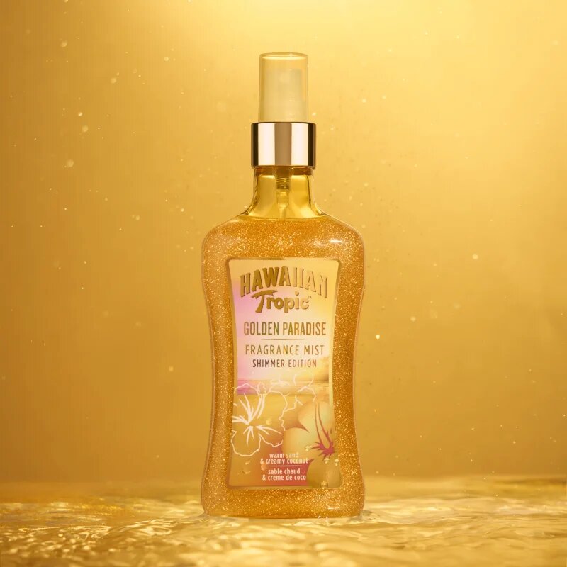 Hawaiian Tropic Perfumes Golden Paradise Shimmer tělový sprej se třpytkami pro ženy 250 ml