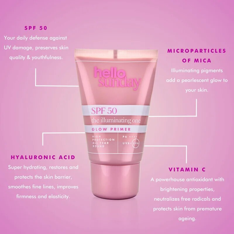 hello sunday the illuminating one ochranná podkladová báze pod make-up SPF 50 50 ml