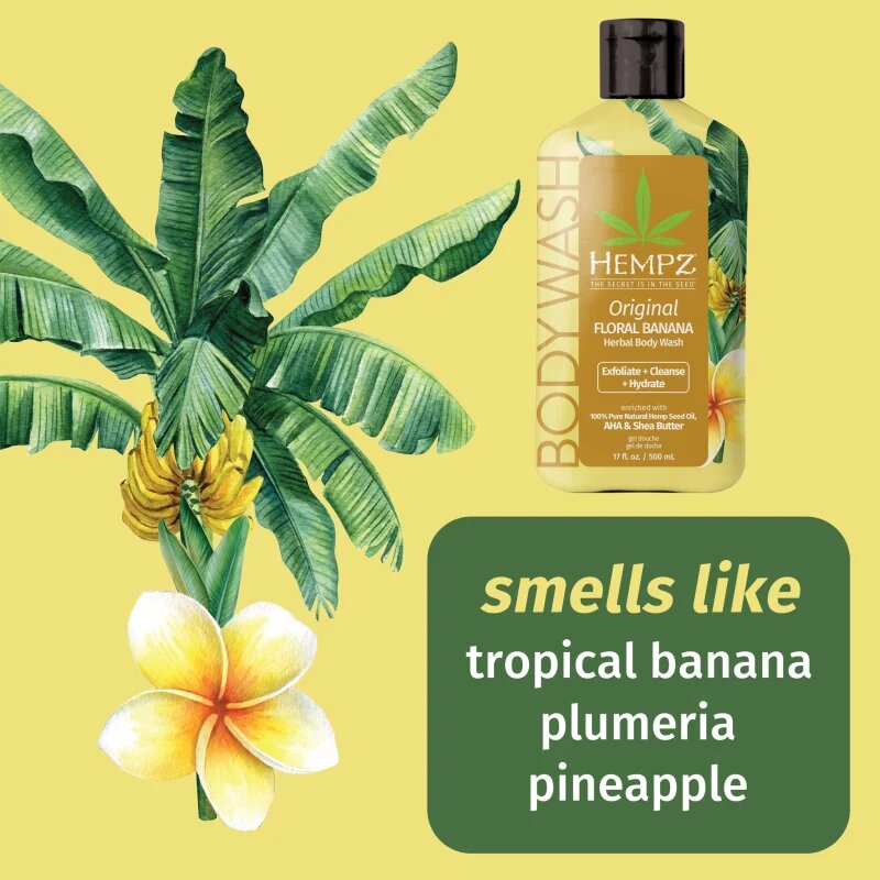 HEMPZ Floral Banana sprchový gel na tělo 500 ml