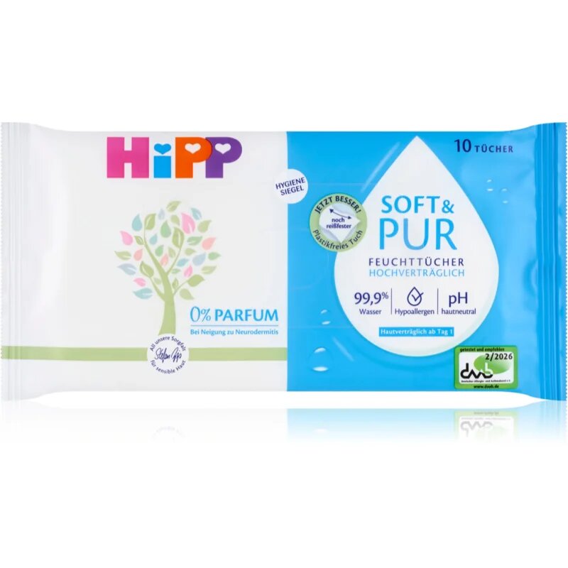 Hipp Soft & Pur vlhčené čisticí ubrousky pro děti od narození 10 ks