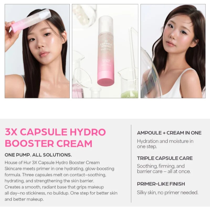 House of Hur 3X Capsule Hydro Booster Cream podkladová hydratační báze pro rozjasnění a vyhlazení pleti 50 ml