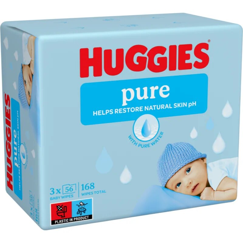 Huggies Pure čisticí ubrousky 3x56 ks
