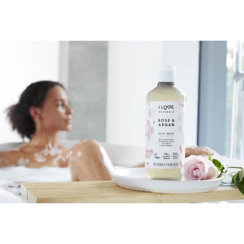 I Love Naturals Rose & Argan opojný sprchový gel s vůní růží 500 ml