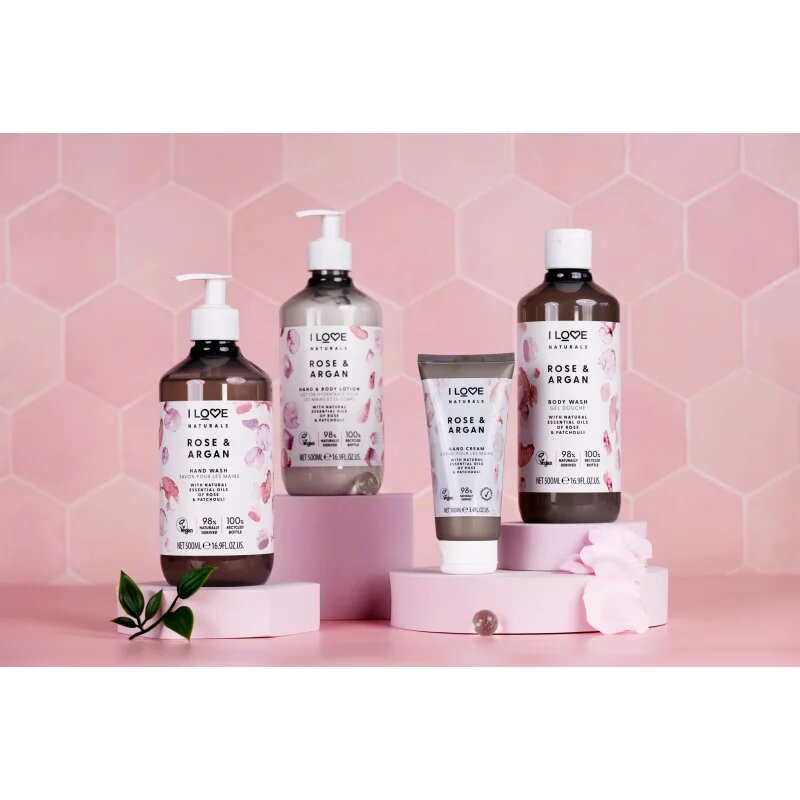 I Love Naturals Rose & Argan opojný sprchový gel s vůní růží 500 ml