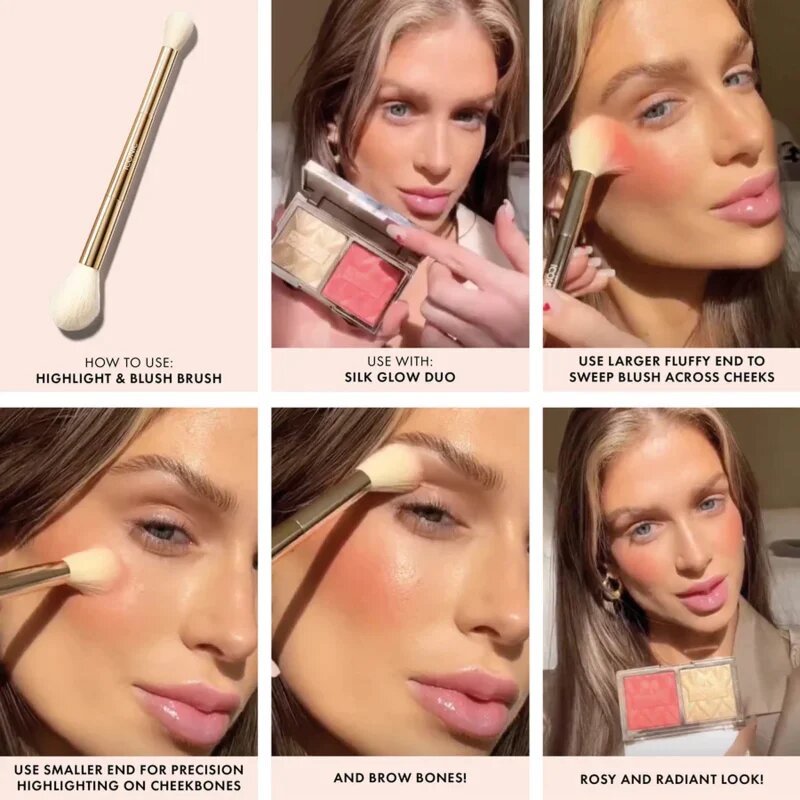 ICONIC London Highlight & Blush Brush oboustranný štětec na tvářenku a konturování 1 ks