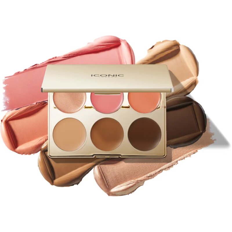 ICONIC London Multi-Use Cream Blush Bronze and Highlight Palette multifunkční paleta na obličej 6x3.2 g