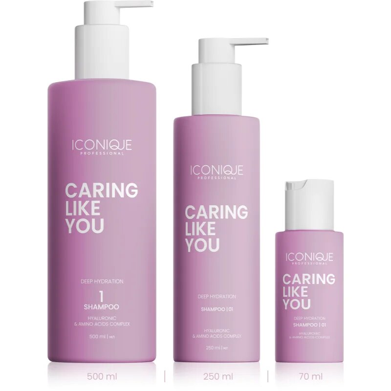 ICONIQUE Professional CARING LIKE YOU Deep Hydration hydratační šampon pro suché a poškozené vlasy 500 ml