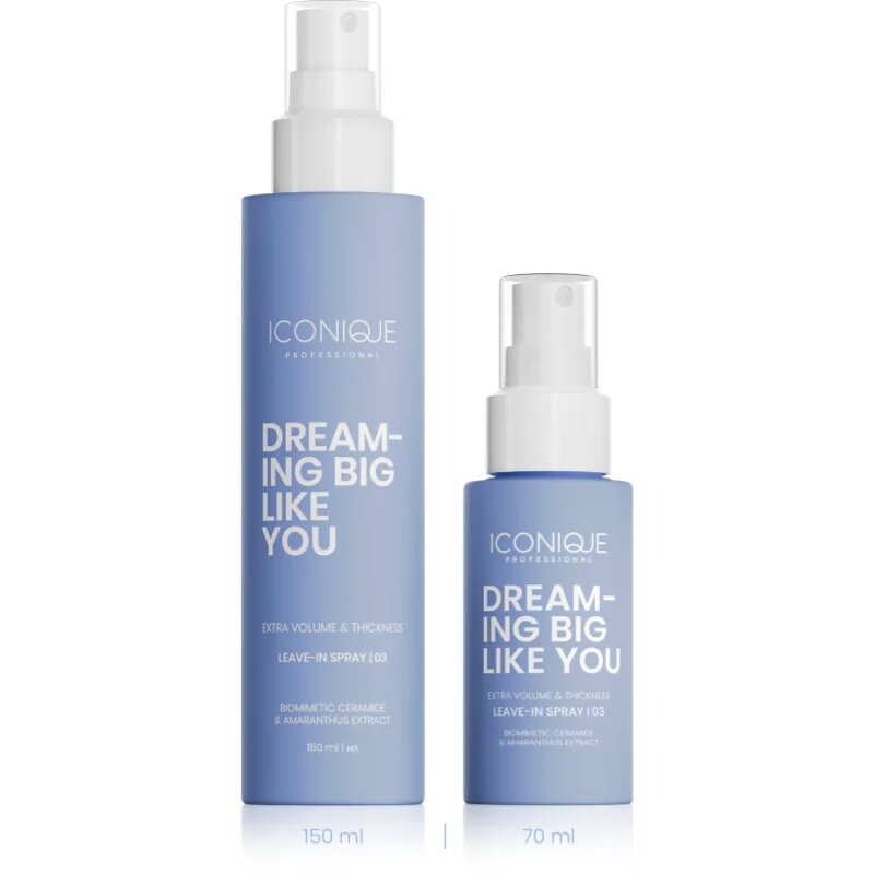 ICONIQUE Professional DREAMING BIG LIKE YOU Volume & Thickness bezoplachový sprej pro zvětšení objemu pro jemné vlasy 70 ml