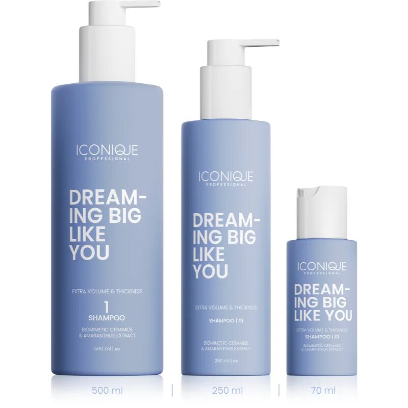 ICONIQUE Professional DREAMING BIG LIKE YOU Volume & Thickness šampon pro zvětšení objemu pro jemné vlasy 500 ml