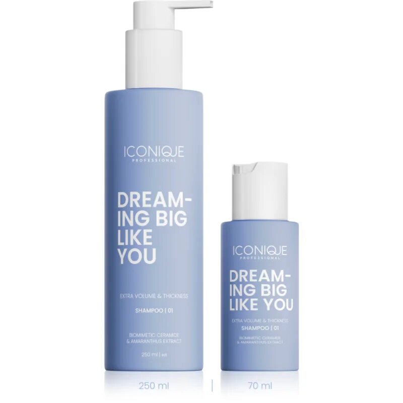 ICONIQUE Professional DREAMING BIG LIKE YOU Volume & Thickness šampon pro zvětšení objemu pro jemné vlasy 70 ml