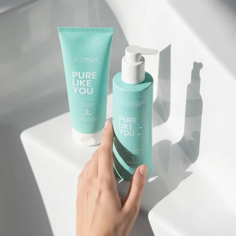ICONIQUE Professional PURE LIKE YOU Set Shampoo 250 ml Scrub 200 ml BrushArt Massage Brush dárková sada na vlasy a vlasovou pokožku