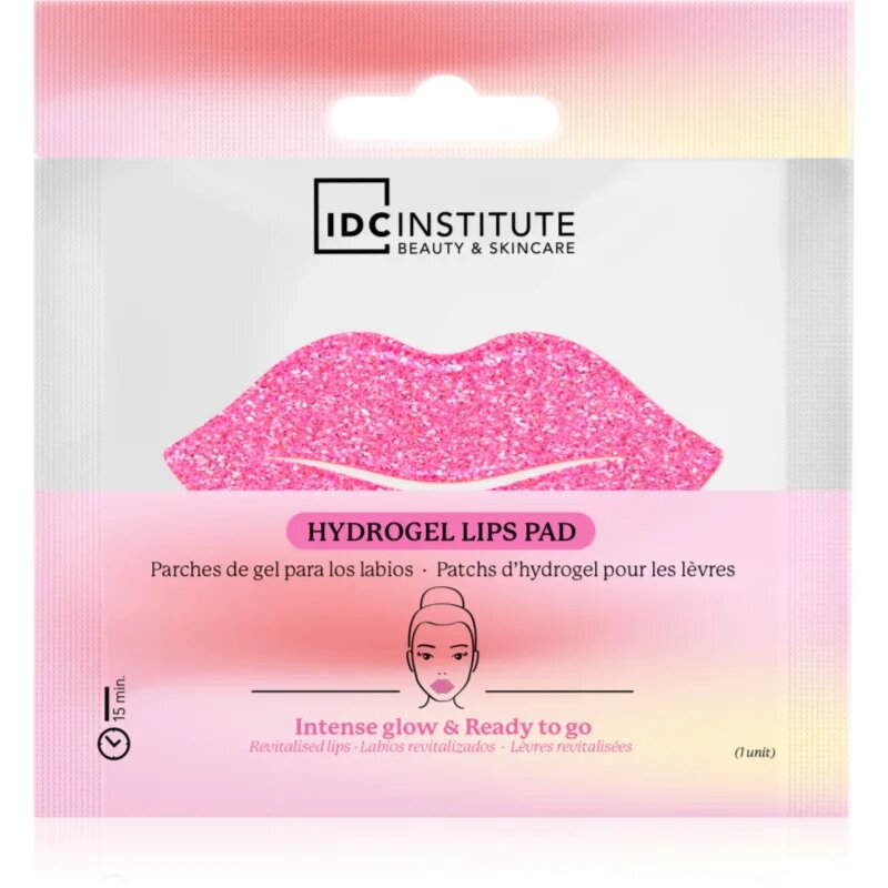 IDC INSTITUTE Glitter Lip Pink hydrogelová maska na rty 1 ks