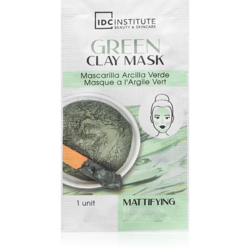 IDC INSTITUTE Green Clay Mask čisticí zmatňující maska s bambuckým máslem 3x8 g